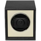 MODALO Twist Uhrenbeweger Automatik für 1 Uhr/Watch Winder – leiser Motor, 900 TPD, Massivholz & Leder, Kratzfeste Oberfläche, für Herren und Damen (Mattschwarz Beige)