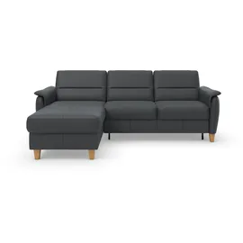 Home Affaire CAVADORE Leder-Ecksofa Palera mit Longchair - Landhaus-Couch mit Federkern, Bettfunktion & Bettkasten, / 244 x 89 x 163 / Leder schwarz,