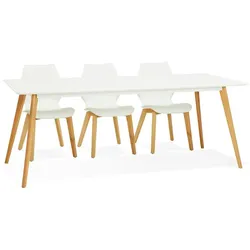 Kadima Design Skandinavischer Holztisch - 200x90 cm, Weiß, Robust, Funktional