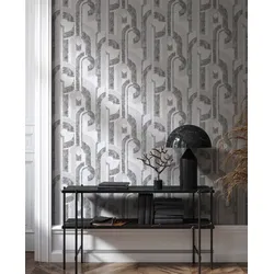Vliestapete MARBURG "Ornate Opulence", grau, B:0,53m L:10,05m, Vlies, Tapeten, moderne Tapete für Wohnzimmer Schlafzimmer Küche