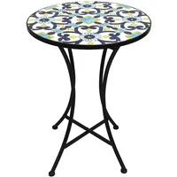 Dekorativer mediteraner Mosaik Tisch Stern Design Mosaiktisch Gartentisch Gartenmöbel Bistrotisch 60 x 70cm