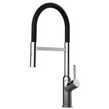 VIZIO Wasserhahn Küchenarmatur BOD mit 360° Schwenkbarem Auslauf Abnehmbare 2 Strahl Handbrause Verchromt Schwarz