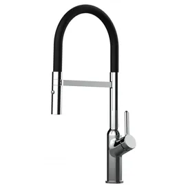 VIZIO Wasserhahn Küchenarmatur BOD mit 360° Schwenkbarem Auslauf Abnehmbare 2 Strahl Handbrause Verchromt Schwarz