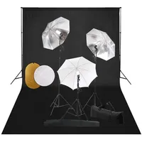 vidaXL Fotostudio-Set mit Leuchten, Schirmen, Hintergrund, Reflektor