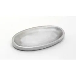 Kerzenteller oval 12 x 6 cm Aluminium Silber matt für Ovalkerzen, Ellipsen, Hochzeitskerzen