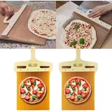 Sliding Pizza Peel,Pala Pizza Scorrevole,Pizzaschieber mit Griff,Verschiebbare Pizzaschaufel,Schiebe Pizzaschaufel,Pizzabrett Pizza Shovel,Gleitender Pizzaschieber für Hausgemachte Pizza (2Stück)