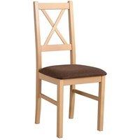 Beautysofa Esszimmerstuhl Stuhl Nilo X (2 Stk. pro Satz) aus Holz mit gepolstertem Sitz (6 St), Beine in: Buche, Sonoma, Stirling, Nussbaum, Schwarz und Weiß braun