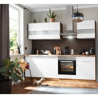 Kochstation Küche »KS-Luhe«, 240 cm breit, wahlweise mit oder ohne E-Geräten, gefräste MDF-Fronten, weiß