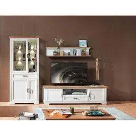 Livetastic Tv-Element, Weiß, Eiche, Metall, 1 Schubladen, 193x54x51 cm, Made in EU, Wohnzimmer, TV Möbel, TV-Elemente