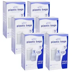 ubbi® Plastikbeutel 75 Stück, 6er Pack