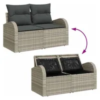 vidaXL Garten-Sofa-Set 8-tlg. hellgrau Polyrattan