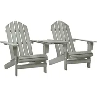 VidaXL Adirondack-Gartenstühle mit Tisch Massivholz Tanne Grau