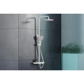 Bernstein - Duschsystem Thermostat Bs371 Weiß Matt Mit Ablagefläche Duschkopf D2211r Rundes Design Weiß/rosa Matt Handbrause Hb153r Rundes Design Weiß/rosa Matt