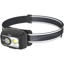 Hama Stirnlampe LED wiederaufladbar (leichte Kopflampe mit 500 Lumen, 80 m Reichweite, 4 Modi, dimmbar, Bewegungssensor, verstellbar, für Joggen, Camping, Angeln, IP44) schwarz/grau