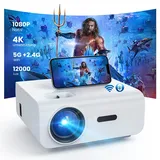 HOPVISION Beamer, Mini Beamer WiFi Bluetooth Full HD 1080P, Beamer 4K Heimkino Unterstützt mit Zoomfunktion, 300'' Display Outdoor Projektor Kompatibel mit Smartphone/HDMI/USB/Laptop/Fire Stick/PS5