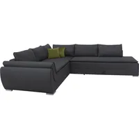 Ecksofa INOSIGN "Göteborg" Sofas Gr. B/H/T: 320cm x 93cm x 253cm, Struktur (100% Polyester), Recamiere rechts, mit Bonnell-Federkernmatratze und PUR-Schaum-Topper, grau (anthrazit) mit Boxspring-Bettfunktion und Bettkasten, Dauerschlaffunktion, Topper