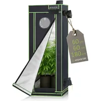 Highwerk - Growzelt 60 x 60 x 180 cm, Indoor Grow tent, schwarz grün, Homegrow, Growschrank, Pflanzenzelt
