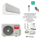 VIVAX H+ Design SILVER + 9 m Komplett SET Klimagerät Klimaanlage 3D Swing A+++