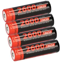 XCell 4x XCell Li-Ion 3,7V 2600mAh PCM protected, for Flashlights 18650 Taschnenlampen Akku