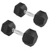 Yaheetech Hantel-Set 10/20 kg, 2er-Set Sechseckige Kurzhanteln für Zuhause/Fitnessstudio schwarz