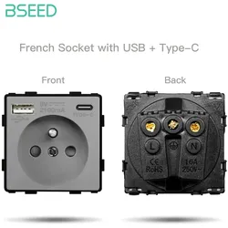 BSEED-Steckdoseneinsatz mit USB-A und USB-C Grau Nein