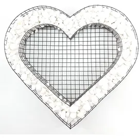 Gartenwelt Riegelsberger Herz Gitter mit Carrara Kies für Allerheiligen Grabschmuck Dekoration Grabbepflanzung Grabgestaltung Grabdeko Pflanzschale