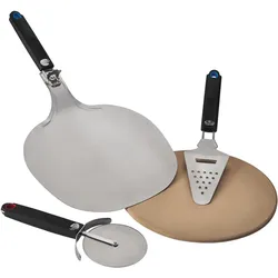Napoleon Pizza Stein 34,3 cm Ø, Pizza Heber klappbar, extra großer Pizza Schneider, Käse-Raspel & Schneider, Starterset Pizza Liebhaber