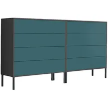 BMG Möbel Sideboard Mailand Set 1, grifflos, Metallfüßen, Anthrazit/ Petrol