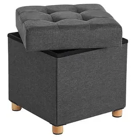 Songmics Sitzhocker mit Stauraum Baumwolle 38 x 38 x 38 cm Grau