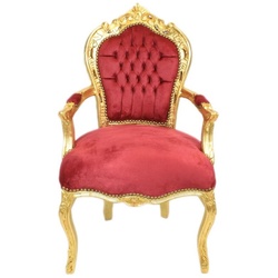 Casa Padrino Barock Esszimmer Stuhl Bordeaux / Gold mit Armlehnen  ́- Möbel Interior - Handgefertigt im Antik Stil