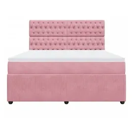 vidaXL Boxspringbett mit Matratze Rosa 180x200 cm Samt