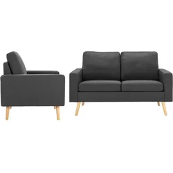 vidaXL 2-tlg. Sofagarnitur Stoff Dunkelgrau