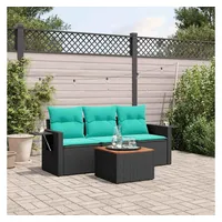 vidaXL Gartensofa-Set 4-tlg. blau/schwarz