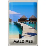 Femer Blechschild Reise 20x30cm Malediven Insel Urlaub Meer