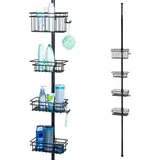bremermann Teleskop-Badregal, 4 Körbe Duschregal bis max. ca. 290 cm (Schwarz)