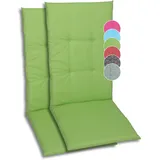 GO-DE Textil Bequeme und attraktive Polsterauflagen für Hochlehner-Gartenstühle (2er-Set, Uni grün, Hochlehner)