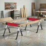 2er Set Arbeitsbock Bis 1160 Kg Klappbar Sägebock 7-fach Höhenverstellbar 64-81 Cm Gerüstbock Aus Metall Mit Griff Rot