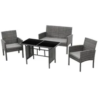 SVITA Gartenlounge-Set BROOKLYN XL, (Set, Essgruppe), Polyrattan, Rattan-Möbel, Garten-Lounge, Outdoor-Sitzmöbel schwarz