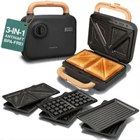 Sandwichmaker 3 in 1-750W Inkl. 3 Einsätze für Grill, Sandwich  Waffeln I San...