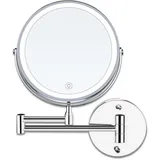 Vergrößerungsspiegel, 8-zoll-led-wandkosmetikspiegel Mit Beleuchtung, 1x/10x Vergrößerung, Usb-ladefunktion, 3 Farben Einstellbar.