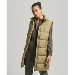 Superdry für Damen. W5011249A Lange Steppweste grün (XXS), Lässig, Polyester, Nachhaltig