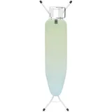 Brabantia Bügelbrett A, 110 x 30 cm – Soothing Sea | 100% Fairtrade-Baumwolle | Kompaktes, stabiles Design | Höhenverstellbar, Dampfbügeleisenablage | Kinder- und Transportsicherungen