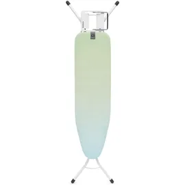 Brabantia Bügelbrett A, 110 x 30 cm – Soothing Sea | 100% Fairtrade-Baumwolle | Kompaktes, stabiles Design | Höhenverstellbar, Dampfbügeleisenablage | Kinder- und Transportsicherungen