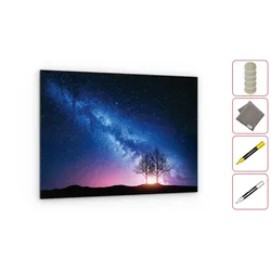 ALLboards Glasbild MILCHSTRASSE UND BAUM 90×60 cm + Zubehörset