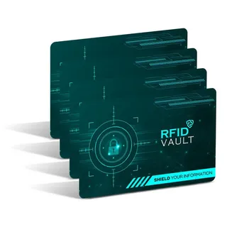 Tec-Expert Geldbörse RFID VAULT 4 Stück RFID / NFC Blockkarten Auslesen Scan Schutz Karte (4-tlg., Set aus 4x RFID / NFC Block Card), RFID Blocker Karte, NFC Block Card blau