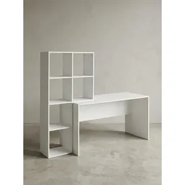 KADIMA DESIGN Großer Schreibtisch mit Regal, Puristisches Design, Melaminharzbeschichtung