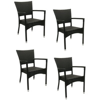Konway Stapelstuhl ROM (4 St), 4x KONWAY® ROM Stapelsessel Schwarz Premium Polyrattan Sessel schwarz