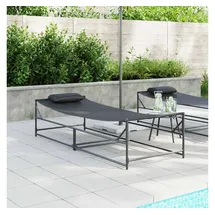 vidaXL Gartenliegestuhl 2 pcs  Schwarz  Pulverbeschichteter Stahl  2 St.
