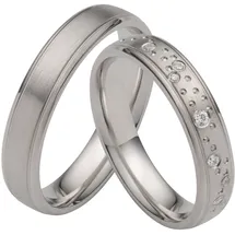 FIRETTI Trauring »Schmuck Geschenk Hochzeit Ehering "LIEBE"« Made in Germany - wahlweise mit oder ohne Zirkonia (synth.), 68087430-60 silberfarben mit Zirkonia