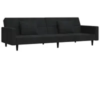 vidaXL Schlafsofa 2-Sitzer mit 2 Kissen Schwarz Samt - Schwarz